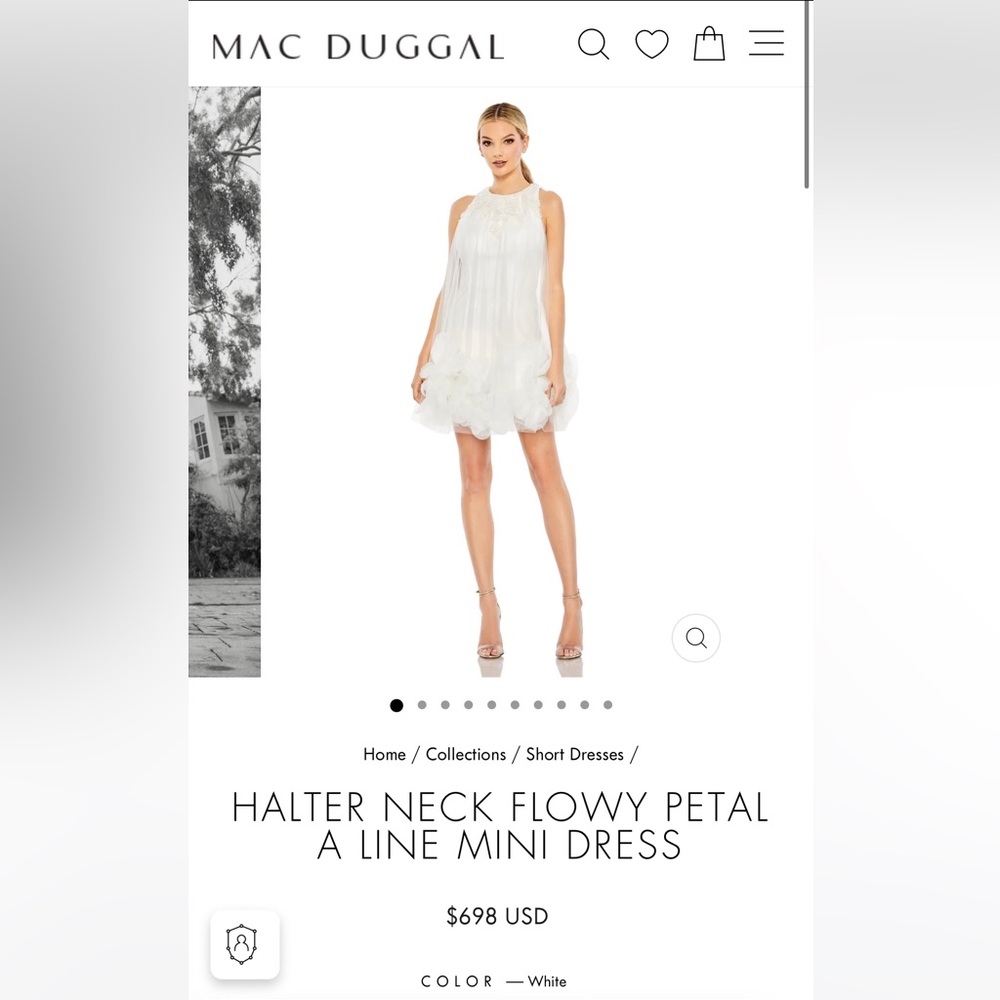 Mac Duggal Halter Neck Flowy Petal Mini Dress